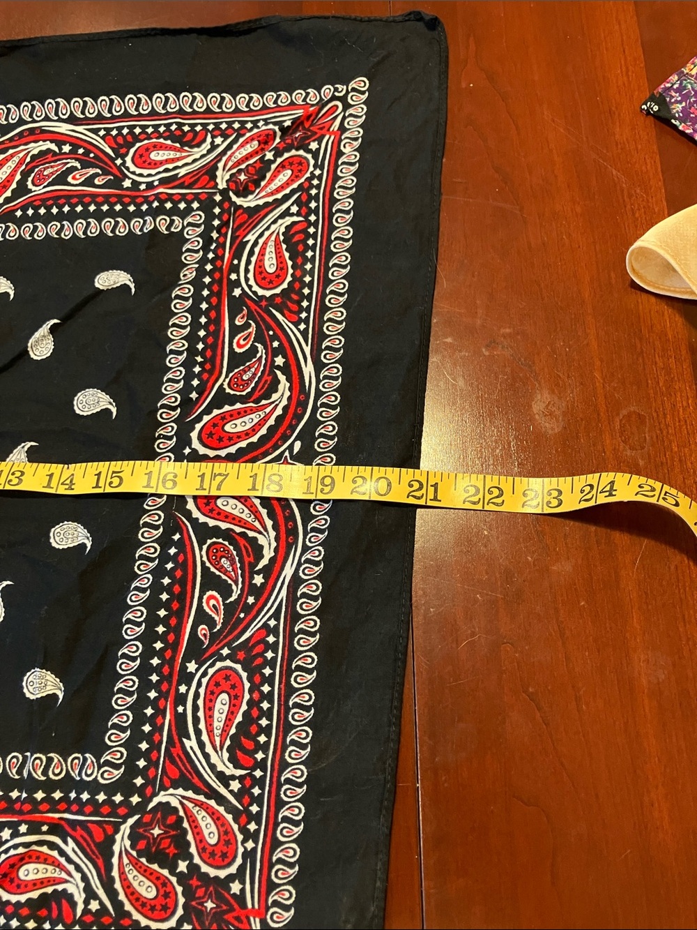 Vintage Black and Red Paisley Cotton Bandana - Picture 6 of 6